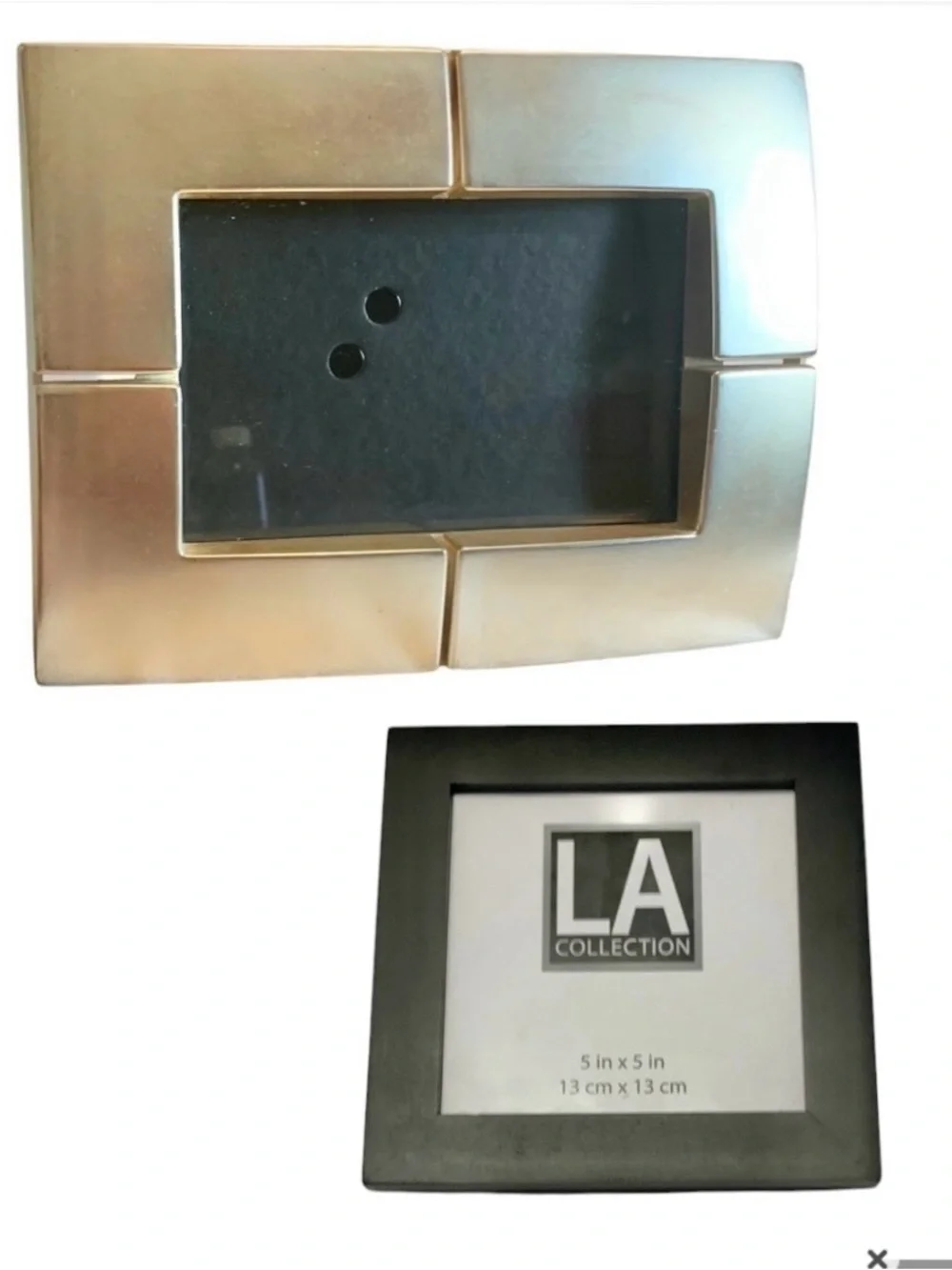 Burnes of Boston Silver Art Deco Picture Frame Bundle of 2 w/LA Collection Black